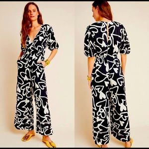 Anthropologie farm rio sinead hearts jumpsuit